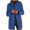 Generisch 2025 Donna Autunno Inverno Vintage Tinta Unita Button Up Collo Alto Cappotto di lana Trachten Gonna, Blu scuro, XL