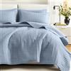 Comfort Spaces Kienna - Set di biancheria da letto con trapuntatura double-face, leggera, morbida, per tutte le stagioni, con fodera coordinata, blu, copriletto per letto matrimoniale (228,6 x 228,6