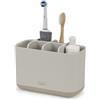 Joseph Joseph EasyStore- Porta Spazzolino e Dentifricio, Compatibile con Spazzolini Elettrici e Tradizionali, 6 Scomparti, Contenitore da Bagno Smontabile in Finitura Opaca- Grande, Beige