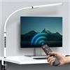 EYOCEAN Lampada da scrivania a LED con telecomando, lampada a morsetto con collo di cigno regolabile, dimmerabile e temperature di colore regolabili, 12 W, bianco opaco