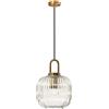 ZTTECH Lampada a Sospensione in Vetro Trasparente con Paralume in Vetro Rigato e Finitura Bronzo, Lampada a Sospensione Moderna Retro Plafoniera (200mm)