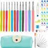 Aucuu Set di Uncinetti, 47 Pezzi Uncinetti Set, 12 PCS Uncinetto 2.0mm-8.0mm Uncinetto Set Crochet Kit, Set Uncinetti Ergonomici per Principianti DIY Giocattoli con Scatola, per Ragazze Donne