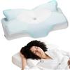 Elviros Cuscino Cervicale per Dormire, Cuscino Ortopedico Ergonomico Memory Foam, Supporto per Collo，per Dormire sul Fianco, Schiena e Stomac, 64 x 40 x 13/11.5 cm, Federe Raffreddamento Lavabile, Blu
