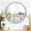 Lzuso Specchio a forma di diamante in argento, per parete, rotondo, da appendere, senza cornice, per la casa, il bagno e la sala da bagno