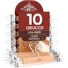 Eurocali 10 Grucce Appendiabiti con Pinze per Gonne Jeans Pantaloni in Legno Naturale 13x33cm - RealGruccia Clips Regolabili Salvaspazio e Robuste - Finitura Lucida e Gancio Girevole 360° in Metallo Resistente