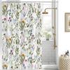 Uiiooazy Tenda Doccia Antimuffa, Uiiooazy Tenda da Doccia 150x180cm Foglie Verde Fiori Rossi Rosa Floreale Rustico Tende da Bagno Tessuto Lavabile Impermeabile Poliestere Tende per Vasca da Bagno con 10 Anelli