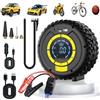 COCCKO Booster Avviamento Auto 120W-Avviatore di Emergenza con Compressore Aria Portatile,4 Modalità di Gonfiaggio,LED SOS, Display LCD,Power Bank 8000mAh,USB Type-C,per Auto,Moto,Bici,Palloni