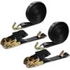 CIYIN Cinghie a Cricchetto, CIYIN 2 Pezzi Cinghie di Fissaggio a Cricchetto 6m x 2.5 Cm, Cinghie di Tensione con Cricchetto, Cinghie di Ancoraggio con Gancio, Arico Resistenza Fino a 800 Kg (nero)