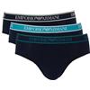EMPORIO ARMANI 3-Pack Brief Slip, Armani Blu/Armani Bl, L Uomo
