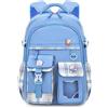 FANDARE Zaino per bambini Zainetti Cartelle Zaino Scuola Elementare Zaino Casual Ragazze Ragazzi Zainetto per Studenti Primarie Viaggiare con ciondolo in peluche & Badge carino Cielo blu