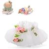 BOXOB Vestito Sposa per Bambola, Abbigliamento Elegante Set di Costume per Accessori Bambole Peluche da 15cm Sedute & 17cm in Piedi Abito Sposa Bianco con Fermaglio Capelli a Fiori