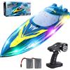 Aragallant Barca Telecomandata con Luce LED, Motoscafo Telecomandato(150M/493FT, 30+km/h, 2.4Ghz, 60+ Mins) per Bambini, Impermeabile Barca Radiocomandata per Piscine e Laghi (blue)