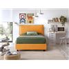 EVERGREENWEB MATERASSI & BEDS EVERGREENWEB Letto una Piazza e Mezza con Contenitore 120x195cm, Elegante Struttura Imbottita per Adulti e Ragazzi, Rete a doghe in Legno Inclusa, Moderna Testiera Rivestimento SFODERABILE Giallo Ocra