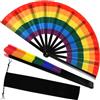 HINGTAI 2 Pezzi Ventagli Pieghevoli Arcobaleno Gay Pride LGBT Pride, Ventagli Grandi Colorati rinfrescanti con clacson, Decorazione per Feste, Facile da Aprire,Rainbow Folding Fans Colorful Hand Fans