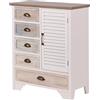 GALILEO Mobiletto in legno 5 cassetti e 1 anta 71x33x88 cm, Granada Sibilla