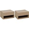 HOMCOM Set 2 Comodini Moderni Sospesi con Cassetto e Mensola in Legno per Camera da Letto 37x32x21cm, Naturale