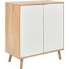 Beliani Credenza scandinava in MDF Truciolato impiallacciato legno a 2 ante con ripiani Soluzione di archiviazione per la camera da letto Bianco e legno chiaro