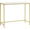 HOMCOM Mobile Consolle da Ingresso in Acciaio e Vetro Temperato, Tavolino con Piedini Regolabili per Salotto e Camera, 100x35.5x80cm, Bianco e Oro