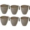 COSE DA CASA Set di 6 Tazze da Latte Cappuccino in plastica con manico grigio caldo 33 Cl Ideale per Uso Quotidiano Ufficio, Pic-Nic campeggio camping