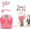 NeuWee Pettorina Gatto Regolabile, Riflettente, con Collarino e Guinzaglio, Imbracatura per Cuccioli o Gatti (L, Rosa)