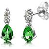 Miore orecchini pendenti 9 ct in oro bianco 375 con smeraldi verdi piriformi e diamanti brillanti 0.08 ct