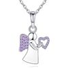 Jrêveinfini Collana Donna Bambina Angelo Custode Oro Argento 925 Personalizzata Collana Viola Donna Amicizia Mamma e Figlia Idea Regalo Battesimo Compleanno