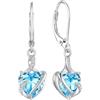 FJ Orecchini Acquamarina Donna in Argento Sterling 925 Orecchini Marzo Pietra Portafortuna Orecchini Pendenti Gioielli Regalo per lei Amiche Moglie Mamma Donna