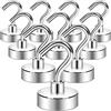 Neosmuk Ganci Magnetici, 20kg Magneti alle Terre Rare Resistenti con Gancio per Frigorifero, Gancio da Crociera Extra Forte per Appendere, Gancio Magnetico per Cabine, Griglia (Bianco Argentato