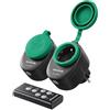 DEWENWILS Prese radio con telecomando esterno, 16 A, 3680 W, IP44, 2 prese, decorazione festiva, portata 30 m, programmabile, impermeabile