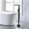 ARCORA Rubinetto Vasca a Pavimento con Doccetta, Miscelatore Vasca a Pavimento, Girevole 360°, Ottone Massiccio e Acciaio Inox, Cartuccia Ceramica, per Vasca Freestanding, Nero