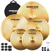 SONICAKE Set Piatti Basso Volume 14 HiHat+16 Crash+18 Crash+20 Set Piatti Ride Dorato 5 pezzi con borsa da bacino e accessori