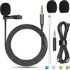 TDDL Microfono Lavalier 2m Microfono a Condensatore Omnidirezionale 3.5mm per PC con Adattatore Mini Lavalier Microfono per iPhone Android Interviste YouTube Registrazione Podcast