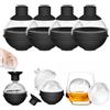 iyes.top Stampo Grandi Cubetti di Ghiaccio Rotondi con Coperchio a Imbuto - Stampo in Silicone da 6 cm per Ghiaccio per Whisky, Cocktail, Vino e Altre Bevande (4 Pezzi) - Stampi Circolari Riutilizzabili Facili