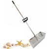 Jorzer Rastrello per pulci da spiaggia in acciaio inox a denti di squalo setaccio per sabbia con manico lungo staccabile, rastrello per sabbia per spiaggia con foro esagonale da 40 cm