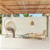 WIFESE 220x600 cm Paravento da Esterno Paravento Laterale Retrattile Pannelli Laterali Parasole Tenda Laterale Anti UV per Patio e Balcone Crema Tessuto Chiusura Automatica