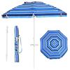RELAX4LIFE Ombrellone da Spiaggia diametro 220 cm con Vassoio, Ombrellone da Mare Inclinabile a 8 Stecche con Air Vent, Non Base, Protezione solare e impermeabile, Borsa di Trasporto Inclusi