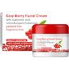 Eazerom 32 Crema Viso alle Bacche di Goji - con acido ialuronico e vitamina C, crema naturale anti-età e anti-rughe giorno e notte, adatta a donne e uomini,Una crema illuminante che contrasta