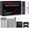 PERMANIA Kit di tinture per ciglia e sopracciglia, set 2 in 1, colore nero, facile da usare a casa, risultati naturali fino a 4 settimane, guida passo passo inclusa