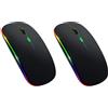 BLASHRD 2X Mouse Wireless Bluetooth 5.1 Ricaricabile LED Mouse Silenzioso USB Ottico Ergonomico Gaming 2.4G Wireless Backlite