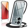 Coiwxmoi Cover per Xiaomi Redmi Note 13 Pro 4G / Poco M6 Pro 4G con Cordino 6,67,Trasparente Custodia con Laccio Tracolla Corda Catena Cinghia,Ultra Morbido Silicone TPU Antiurto Case, Nero