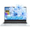Moacreto Portatile PC 14,1 pollici, Notebook Celeron N4000 6 GB RAM 256 GB SSD schermo girevole a 180°, Laptop con mini-HDMI, 2*USB 3.0, batteria da 5000mAh, computer PC sottile e leggero color argento
