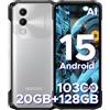 DOOGEE Blade 20 Rugged Smartphone 2025, 20GB+128GB/2TB Telefono Indistruttibile Android 15, 10300mAh Telefono Rugged 6.6" HD+ 90Hz IPS, 3 Slot/4G Dual SIM, Unisoc T7200/16MP/GPS/Face Unlock Naturale