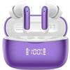 WeurGhy Cuffie Bluetooth, Auricolari Bluetooth 5.3 per iOS & Android, 56 Ore di Riproduzione, Stereo Hi-Fi Cuffie Antirumore con 4 HD Mics, LED Display IP7 Impermeabili Cuffie Wireless,Viola,2025