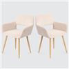MEUBLE COSY Set di 2 Sedie da Pranzo Scandinavo Imbottito con Schienale Braccioli Poltrona in Velluto a Coste per Cucina Sala Soggiorno Camera Ufficio, Beige Chiaro