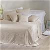 Caleffi Copriletto Matrimoniale Vittoria 260x260 cm - In Cotone Jacquard con Elegante Motivo a Rilievo - Disponibile in Bianco e Naturale (Naturale)