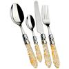 BUGATTI, Aladdin, Set Posate 24 Pezzi in Acciaio Inox 18/10, Ghiera Cromata e Manico Colore PAGLIUZZE Oro. Set Posate 6 Persone: 6 cucchiai, 6 forchette, 6 coltelli e 6 cucchiaini caffè