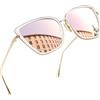 Joopin Occhiali da Sole da Donna Grandi Quadrati Occhi di Gatto Protezione UV400 Vintage Cat Eye Oversize Specchio Eleganti Occhiali Donna da Sole (Lenti Rosa)