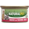 NaturalPet Cat Adult Mousse 85 gr - Tacchino e maiale - 85 gr - Confezione da 6 pezzi - 1° ORDINE? scegli lo sconto BZR5 / BZR20 + 200 punti fedeltà