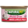 NaturalPet Kitten Prime Orme Mousse 85 gr - Vitello e Pollo - Confezione da 6 pezzi - 1° ORDINE? scegli lo sconto BZR5 / BZR20 + 200 punti fedeltà