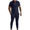 enaamiaz Tuta Uomo Sportiva 2 Pezzi Manica Corta Completi Tinta Unita Running Jogging Pullover Maglia con Mezza Zip e Pantaloni Slim Fit in Cotone Leggero Casual Traspiranti Elasticizzato